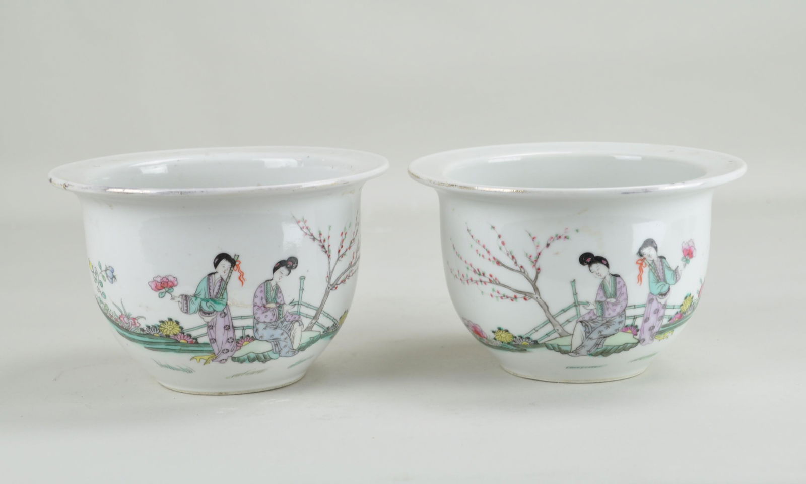 Chinese Pair Famille Rose Planters (1 of 3)
