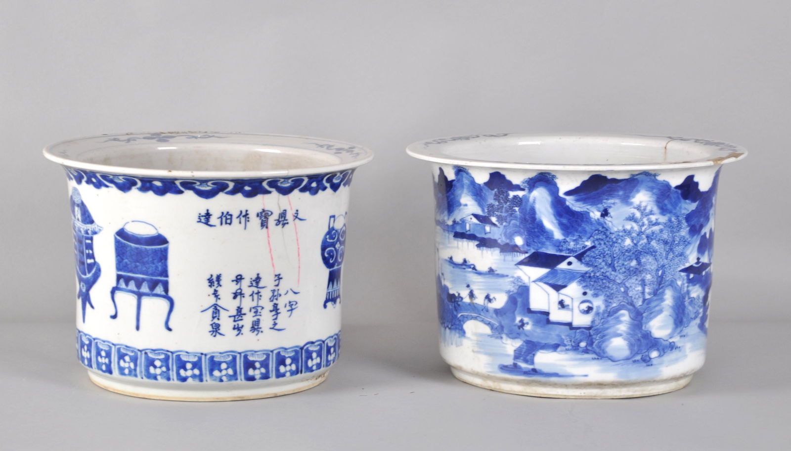 Chinese Two Blue-white Planters (1 of 10)
