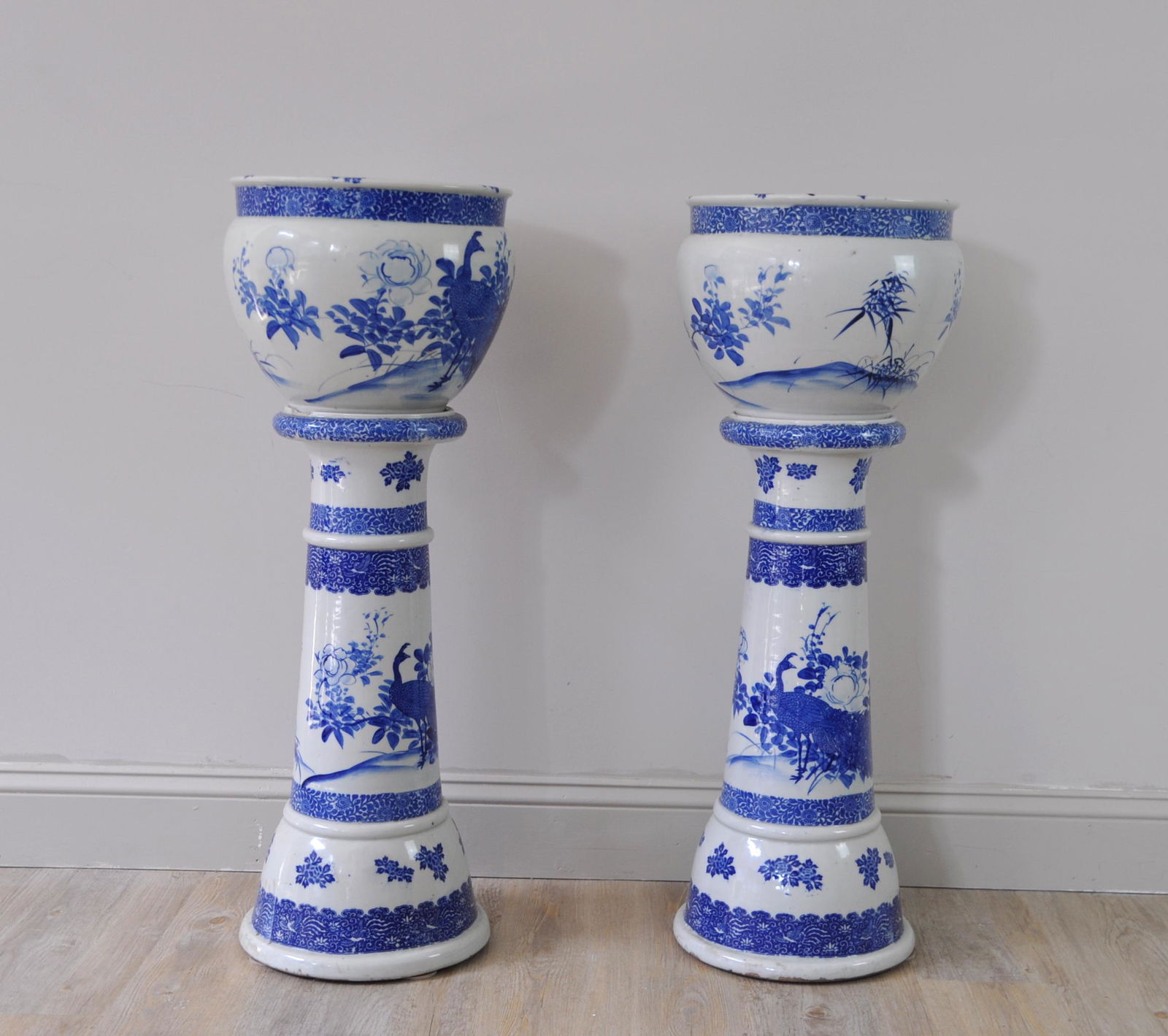 Japanese Large Pair Blue Planters (1 of 7)