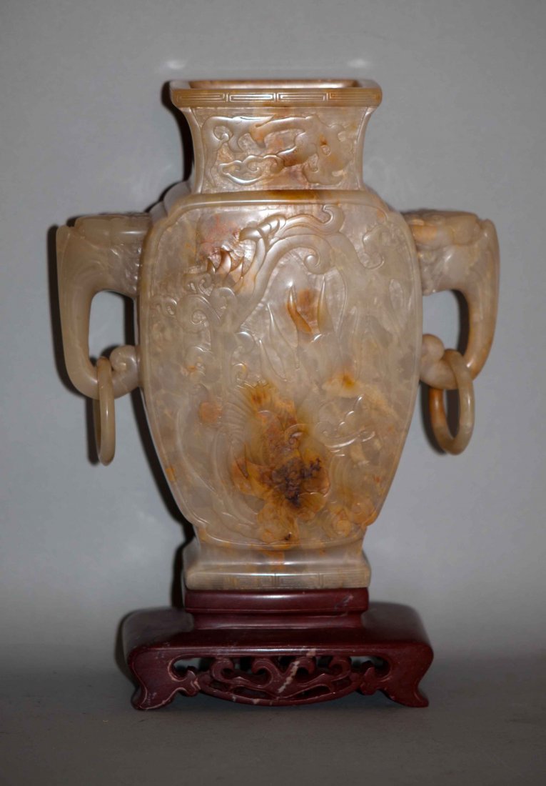 Chinese Soapstone Vase: 9" tall. Good condition.