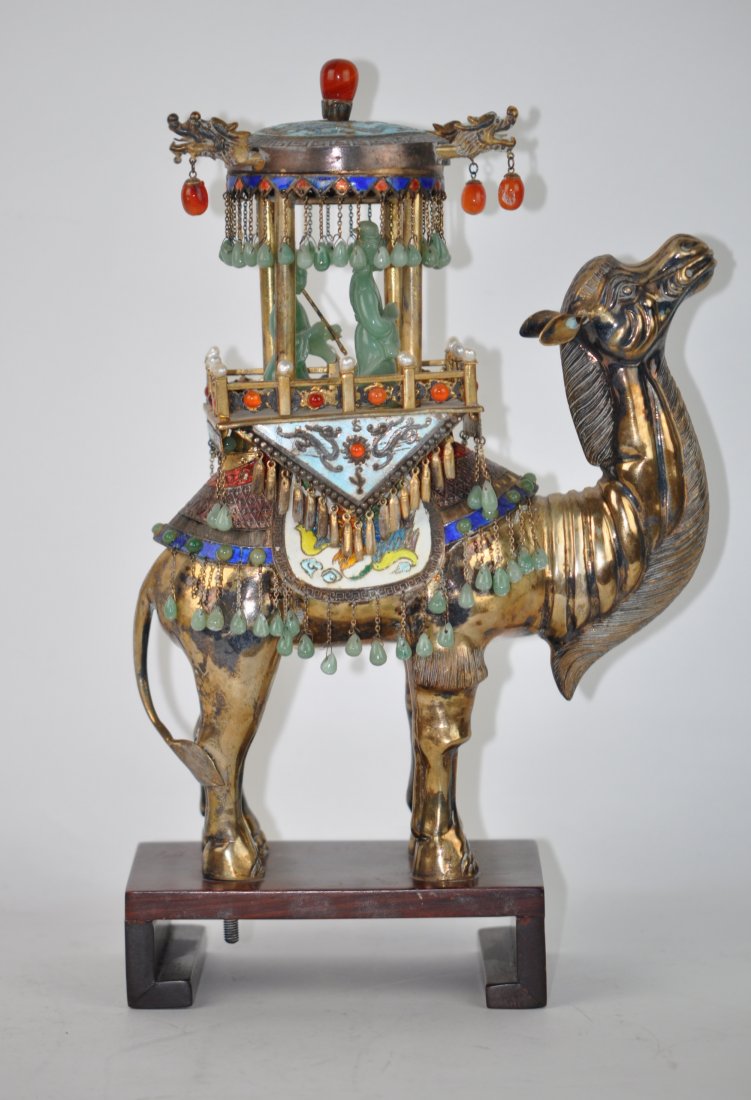 Chinese Silver Camel: Mid 20th. C. 10" (25.5cm) tall. About 730 gs with the stand. Good condition