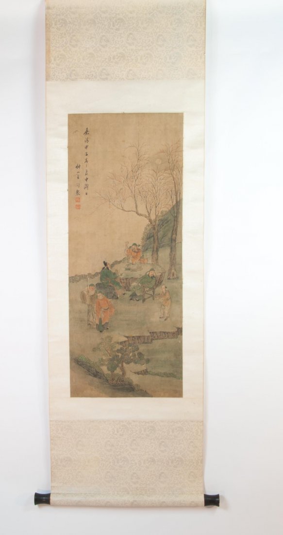 Chinese Old Scroll: Painted in mountains and waters. 18th/19th. C.. Good condition. 34.75" (88cm) long and 14" (36cm) wide.