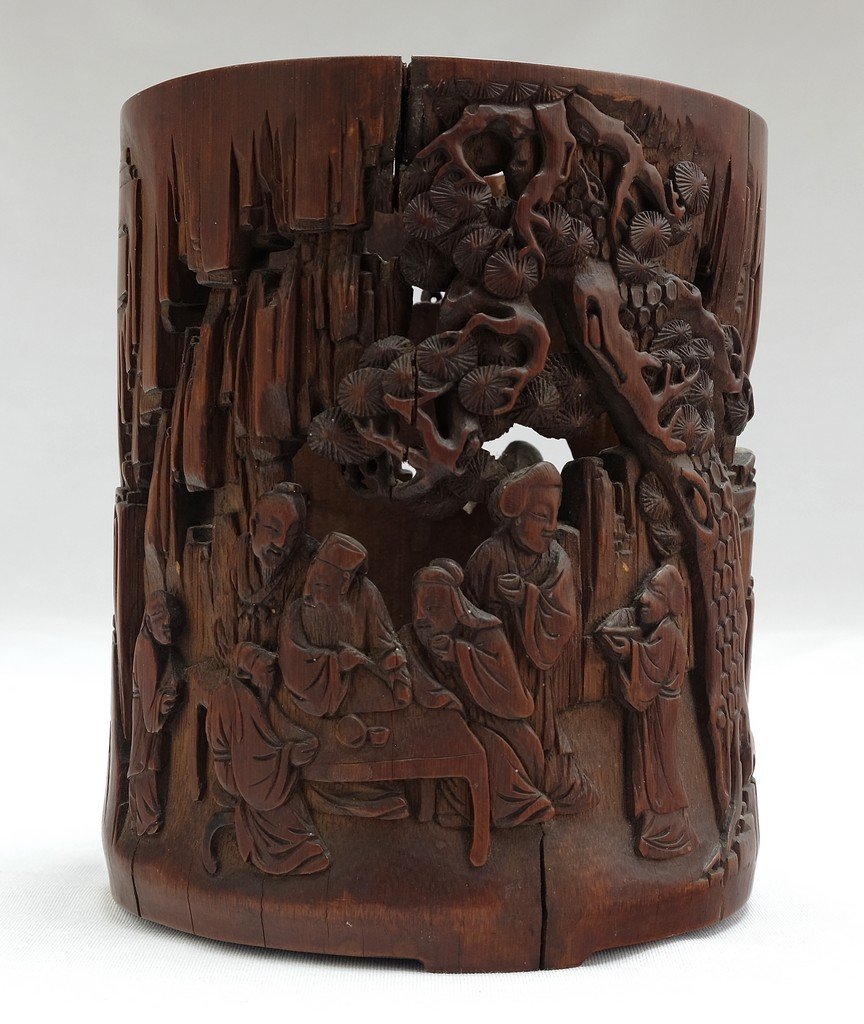Chinese Finely Carved Bamboo Brush Pot (1 of 8)