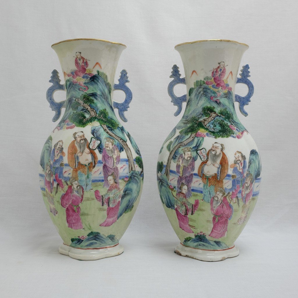 Chinese Pair of Famille Rose Vases (1 of 10)