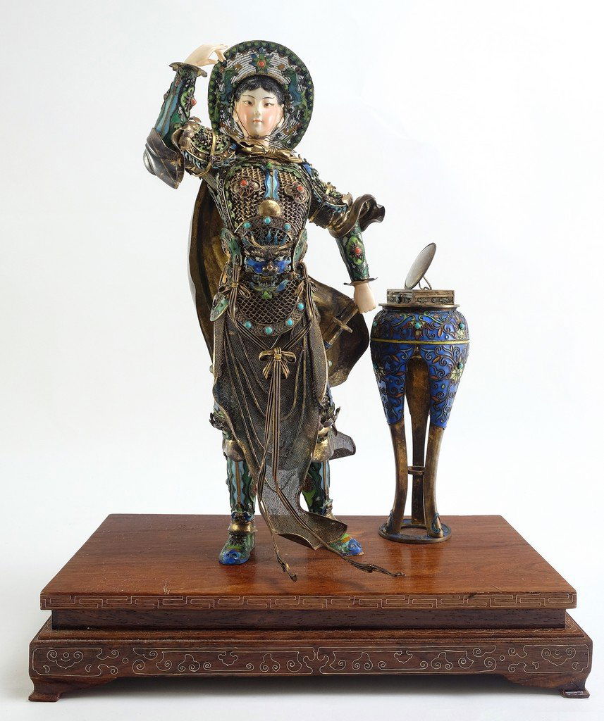 Chinese Enameled Silver Female Warrior (1 of 10)