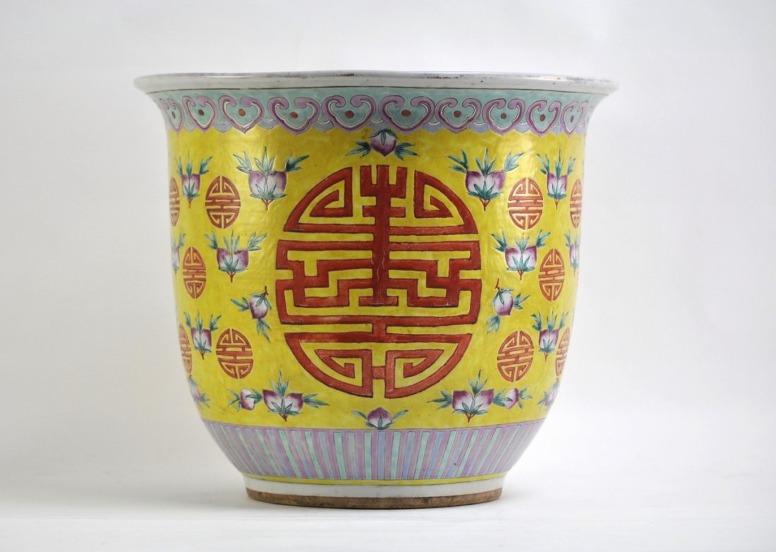 Chinese Planter in Yellow Background of Longivity Sigh (1 of 10)