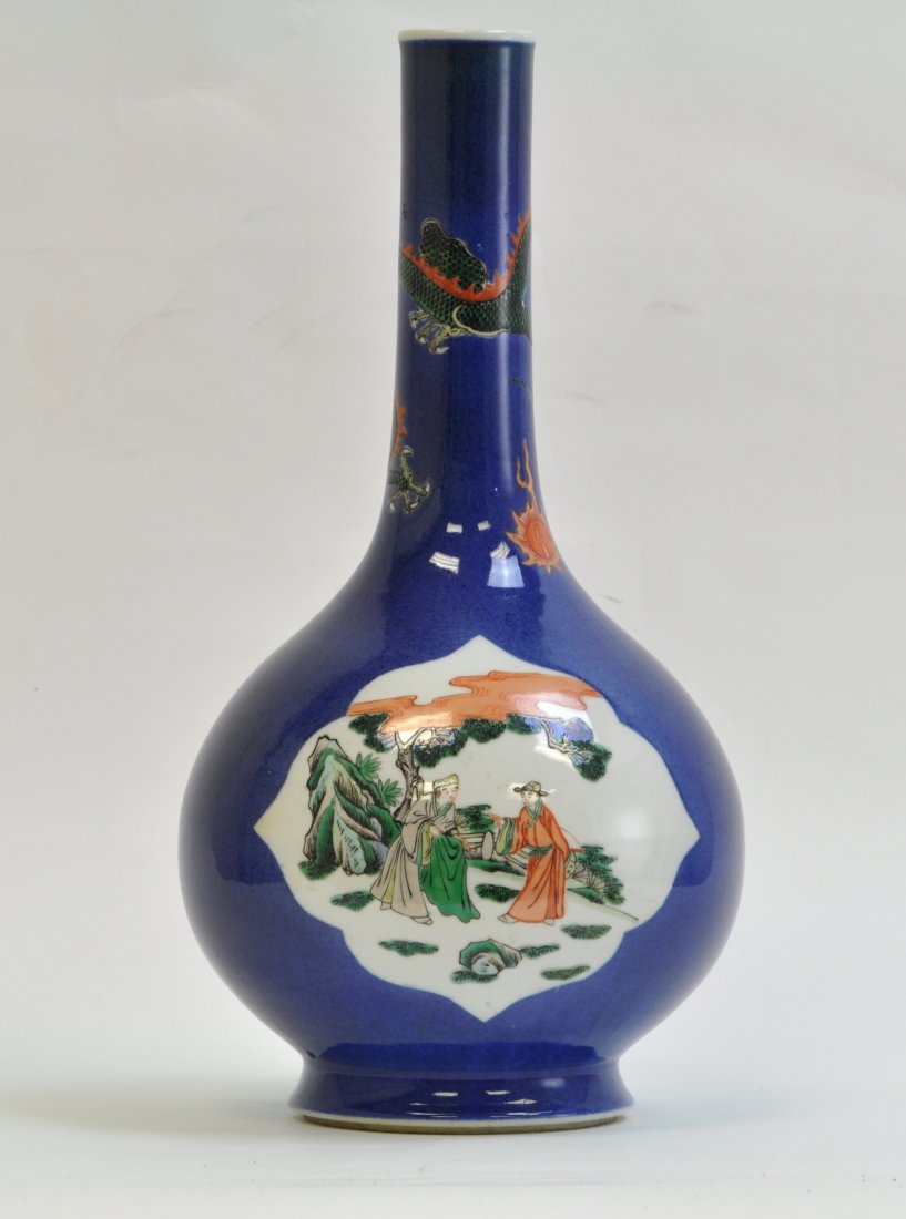 Chinese Blue Glazed Bottle Vase (1 of 6)