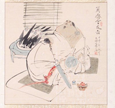 CHINESE SCROLL PAINTING BY WANG,XIJING : WANG,XIJING,1946-PRESENT.THE WATERCOLOR PAINTING TO SCROLL DEPICTING TWO ORCHID FANS SCENE. SIGNED AND A SEAL MARK IN UR. 19"Hx19"W.)