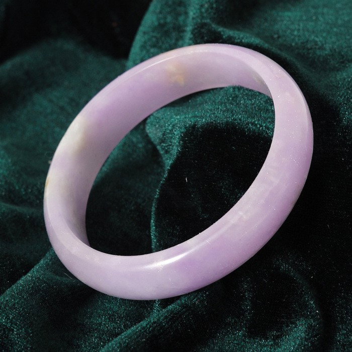 CHINESE PURPLE JADE BANGLE BRACELET: PURPLE JADE WITH LIGHT YELLOW INCLUSIONS. 2.4"DIA.