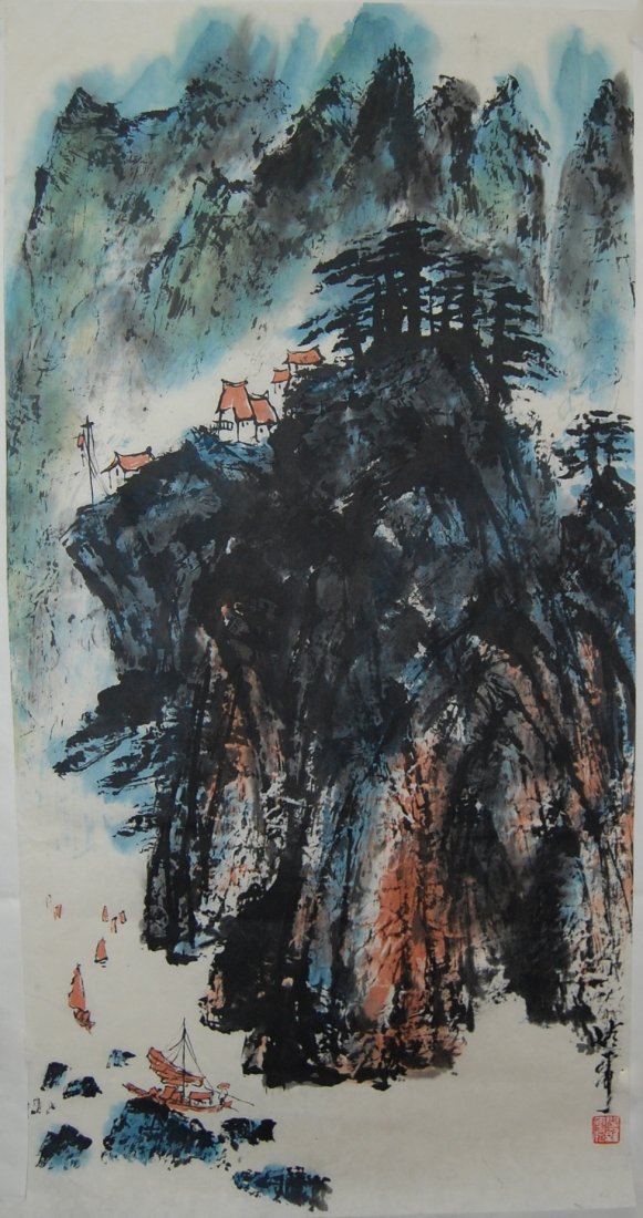 A very fine Chinese painting by Qin Ling Yun: Ink ans color on the paper by Qin Lingyun,member of central research institute of culture and history of Chinese art association ,Qin Lingyun used Zuguang Suaiyi style of strokes for this painting wih