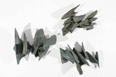 ATTR. ALICIA PENALBA (ARGENTINE, FRENCH 1913-1982): Three bronze abstract wall sculptures. Unsigned but with foundry marks on two of the pieces. One is illegible, but appears to read Clemente (shown in pic). The other is the marking for the Valsuani Fo