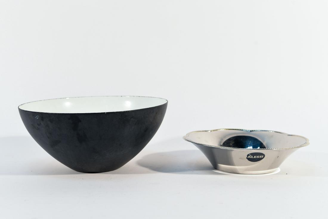 ALESSI AND KRENIT BOWLS: Dimensions: (Larger) H 4.25" x Dia. 9.75" Condition: Some scratches and staining.
