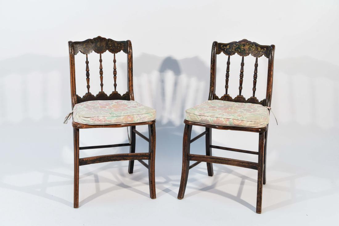 PAIR OF ANTIQUE PAINT DECORATED CHAIRS (1 of 9)