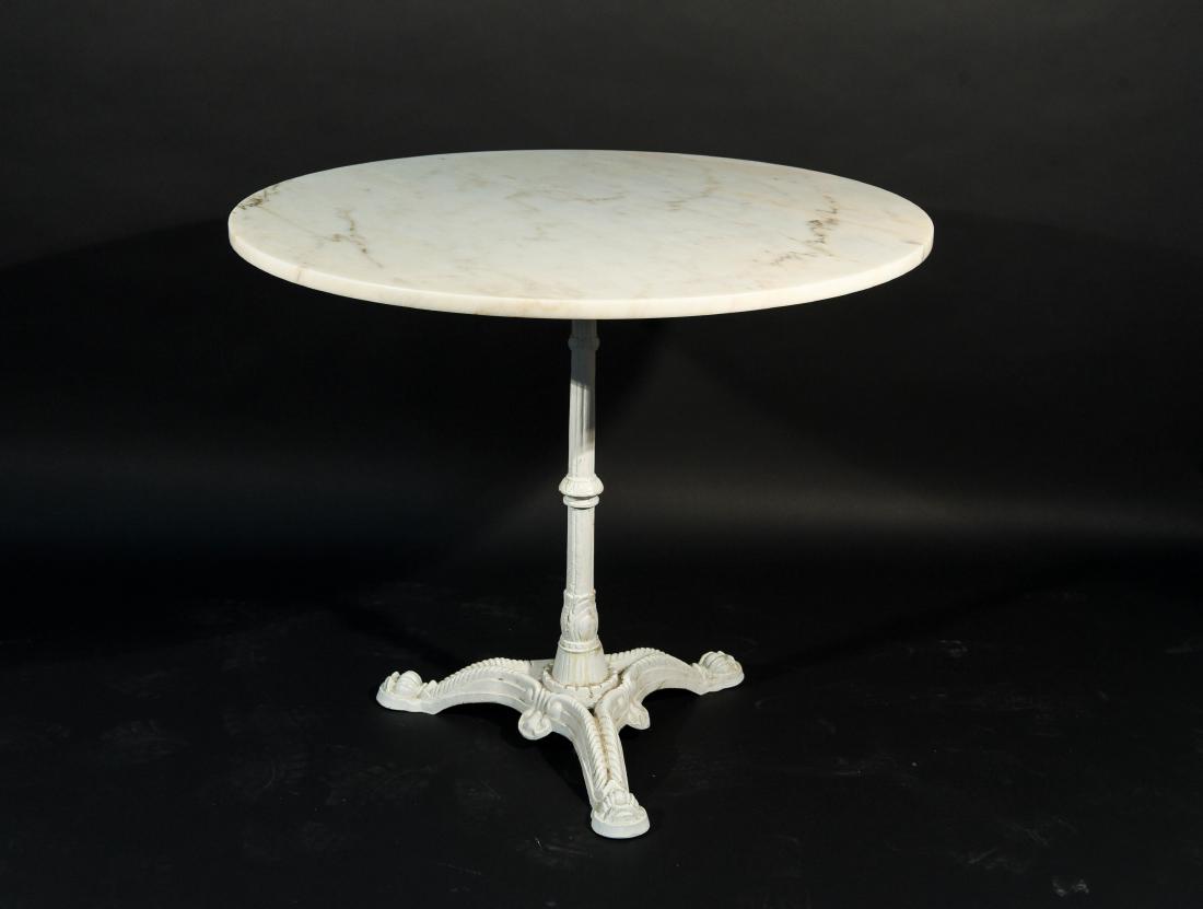 MARBLE TOP TABLE W/ IRON BASE (1 of 7)