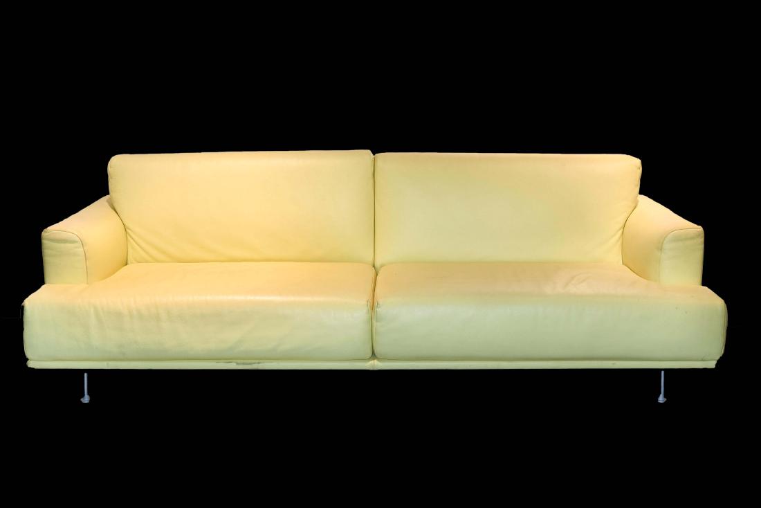 CASSINA YELLOW LEATHER SOFA (1 of 9)
