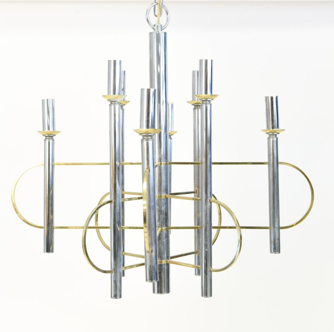 GAETANO SCIOLARI GLASS, CHROME,& BRASS CHANDELIER (1 of 6)