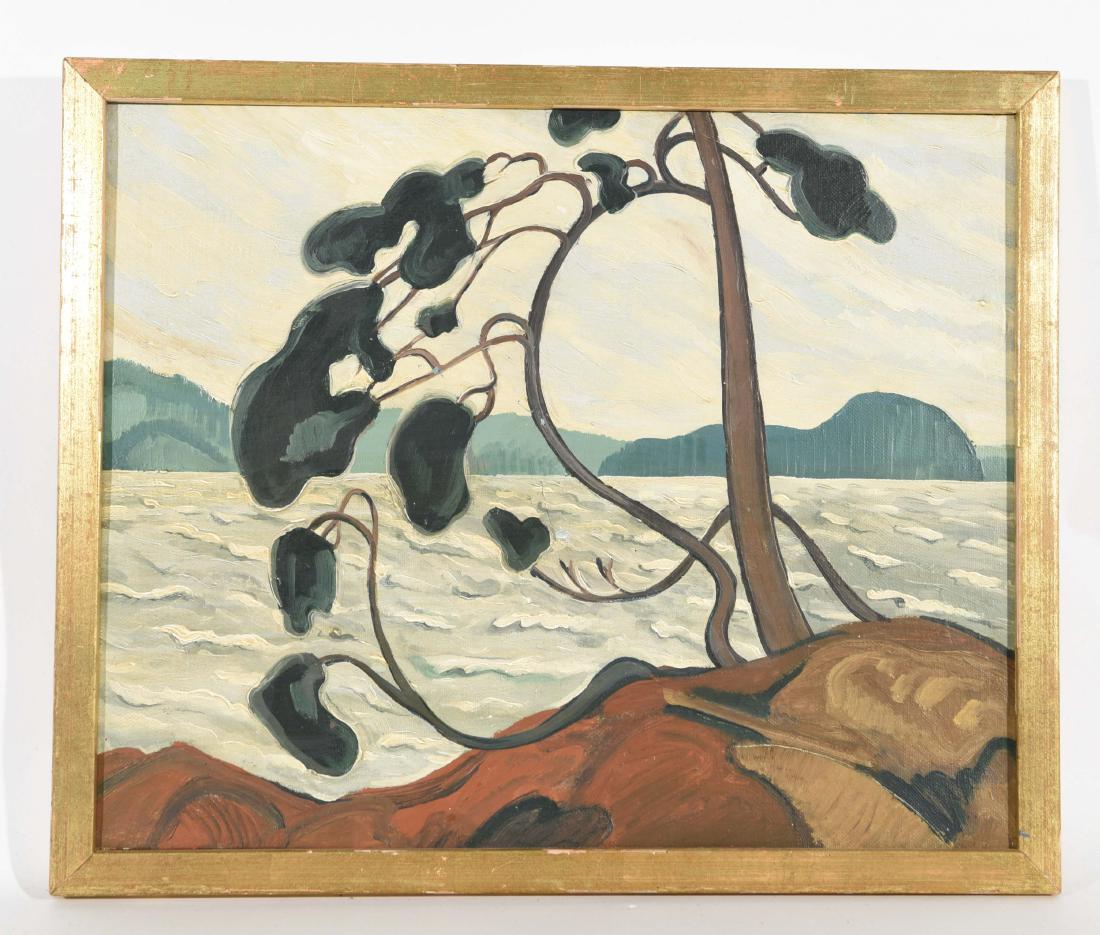 MODERNIST O/C LAKE SCENE PAINTING (1 of 9)