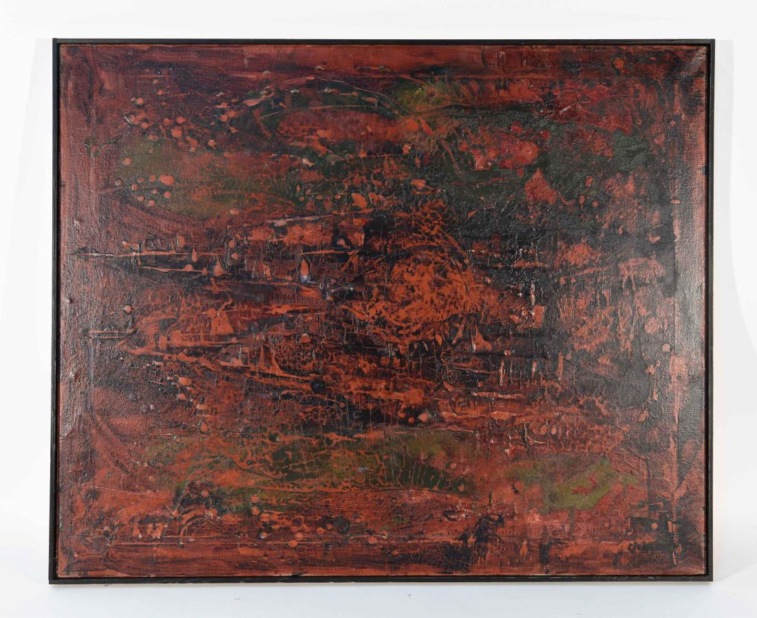 BLACK AND RED ABSTRACT O/C PAINTING (1 of 10)