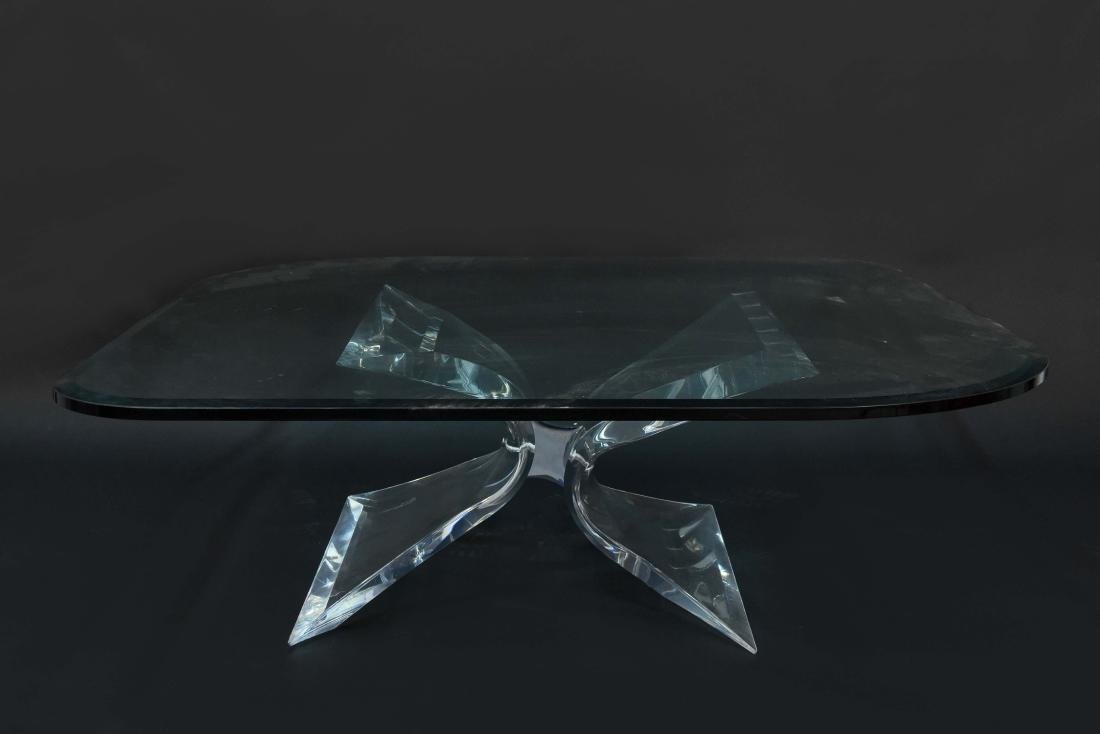 LION IN FROST LUCITE AND GLASS COFFEE TABLE (1 of 8)