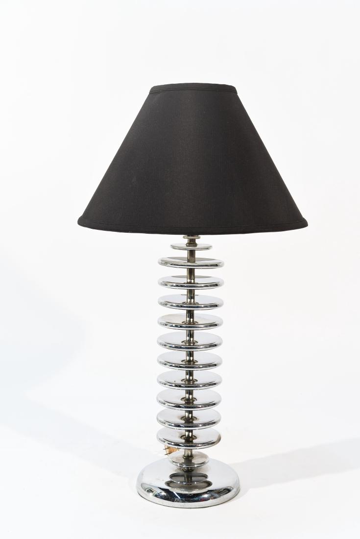 MID-CENTURY CHROME STACKED TABLE LAMP (1 of 8)