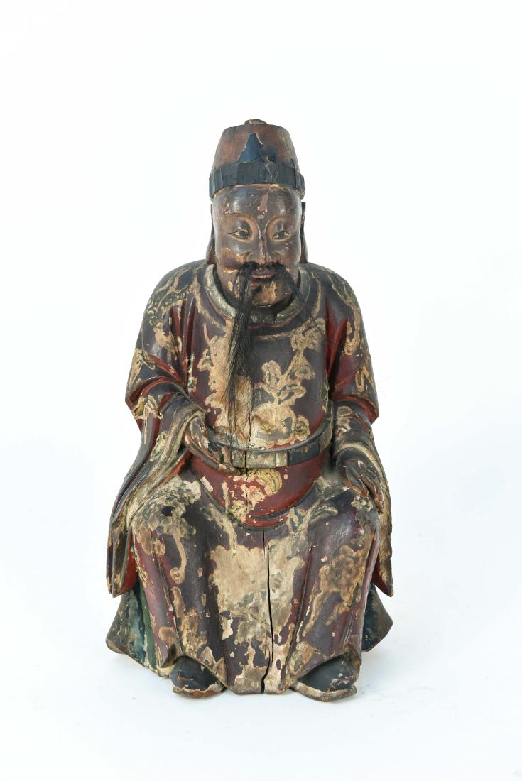 19TH C. CHINESE WOOD STATUE (1 of 9)