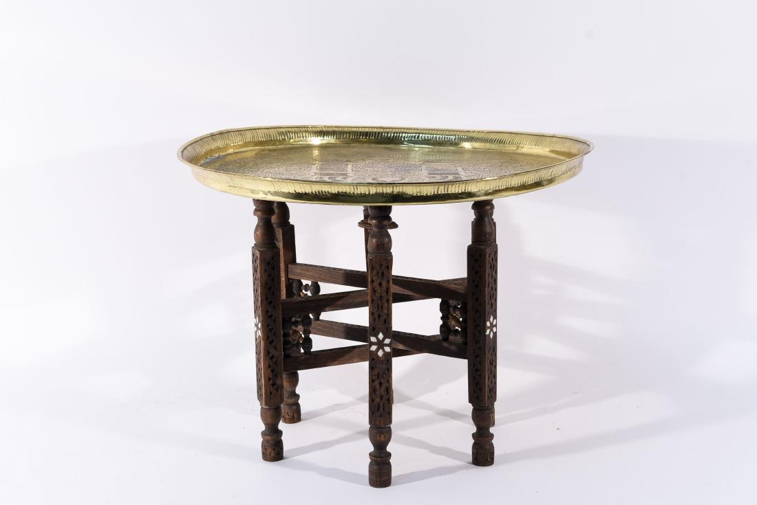 MIDDLE EASTERN BRASS TRAY & STAND (1 of 10)