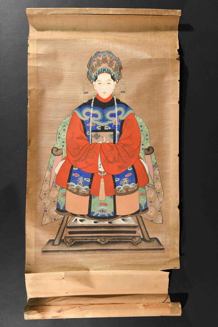 ANTIQUE CHINESE ANCESTOR PAINTING SCROLL (1 of 10)