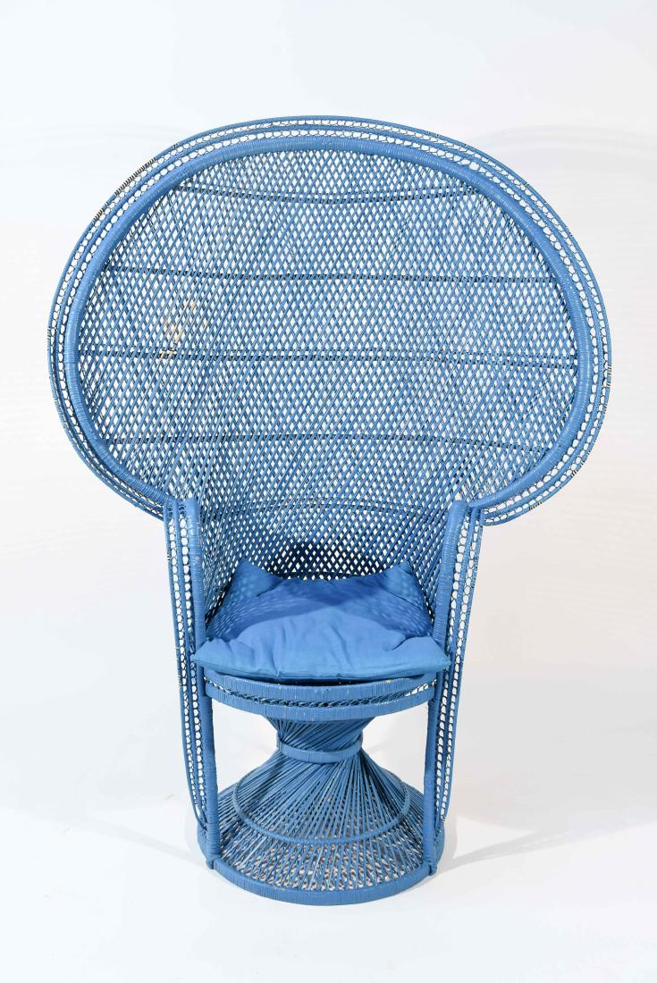 LARGE BLUE PEACOCK THRONE WICKER CHAIR (1 of 9)