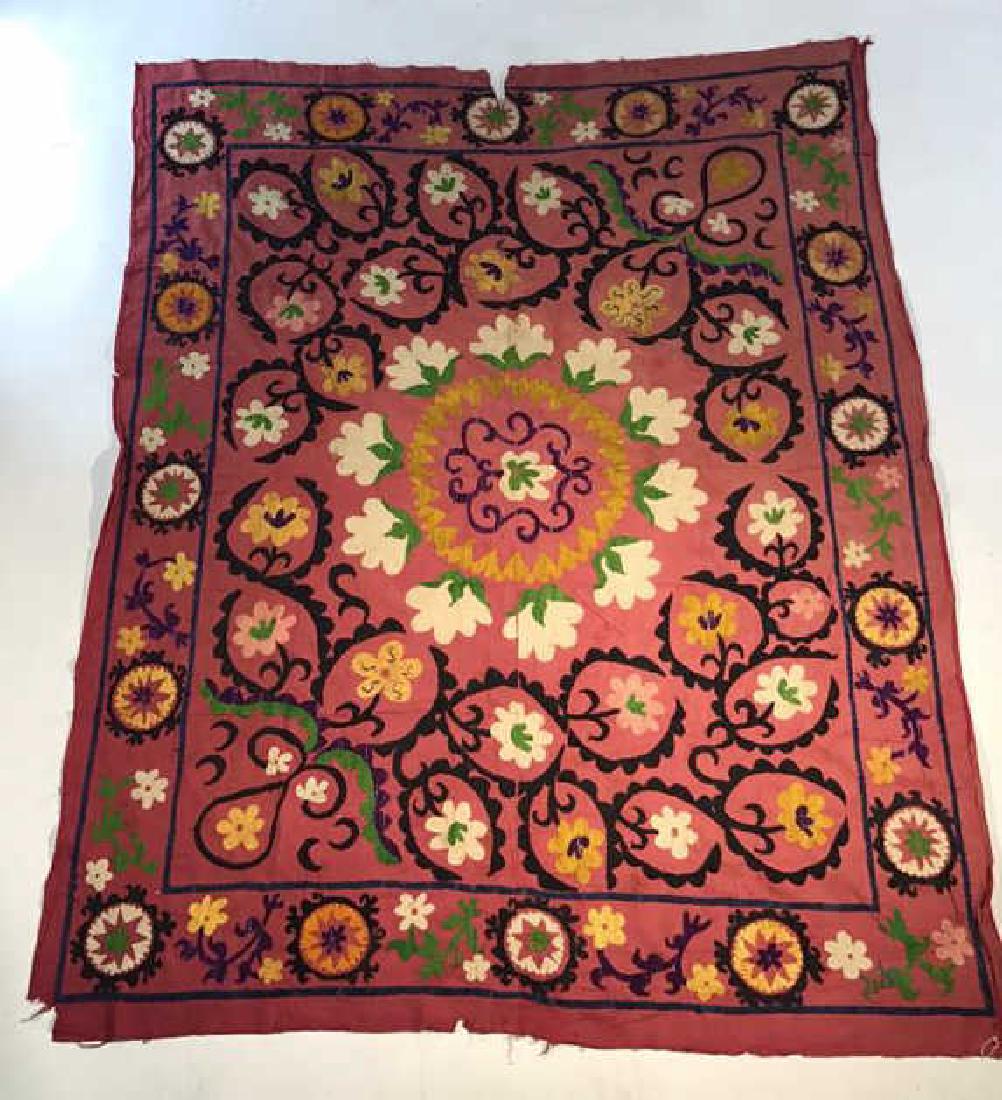 EMBROIDERED SILK SUZANI TAPESTRY (1 of 10)