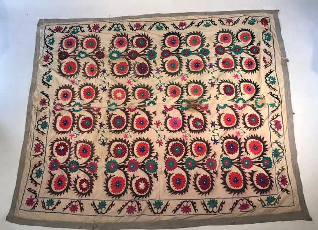 EMBROIDERED SILK SUZANI TAPESTRY (1 of 10)