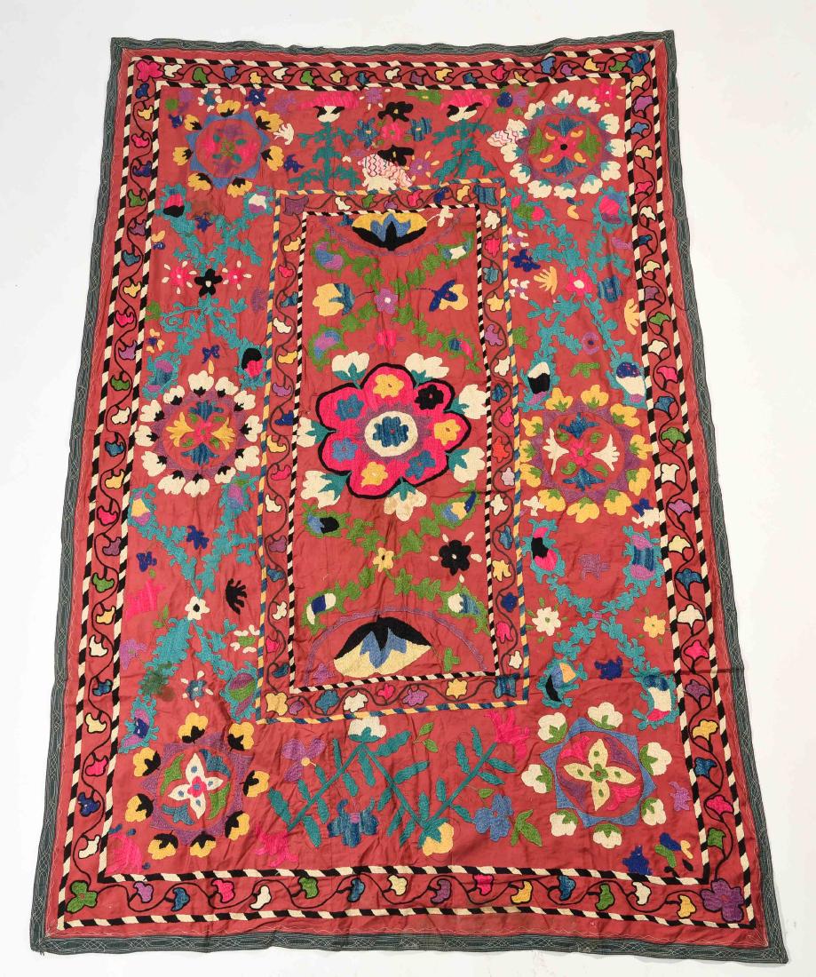 EMBROIDERED SILK SUZANI TAPESTRY (1 of 10)