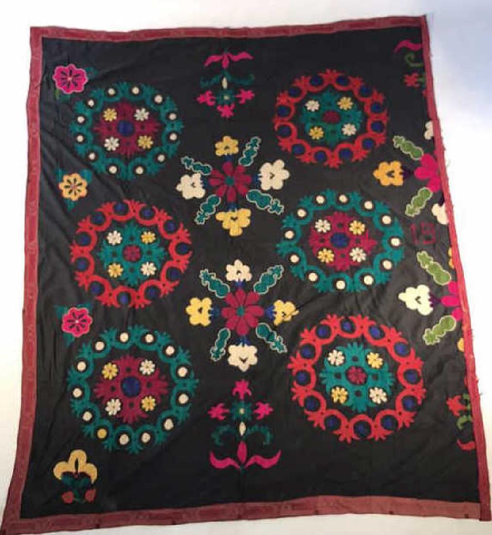 EMBROIDERED SILK SUZANI TAPESTRY (1 of 6)