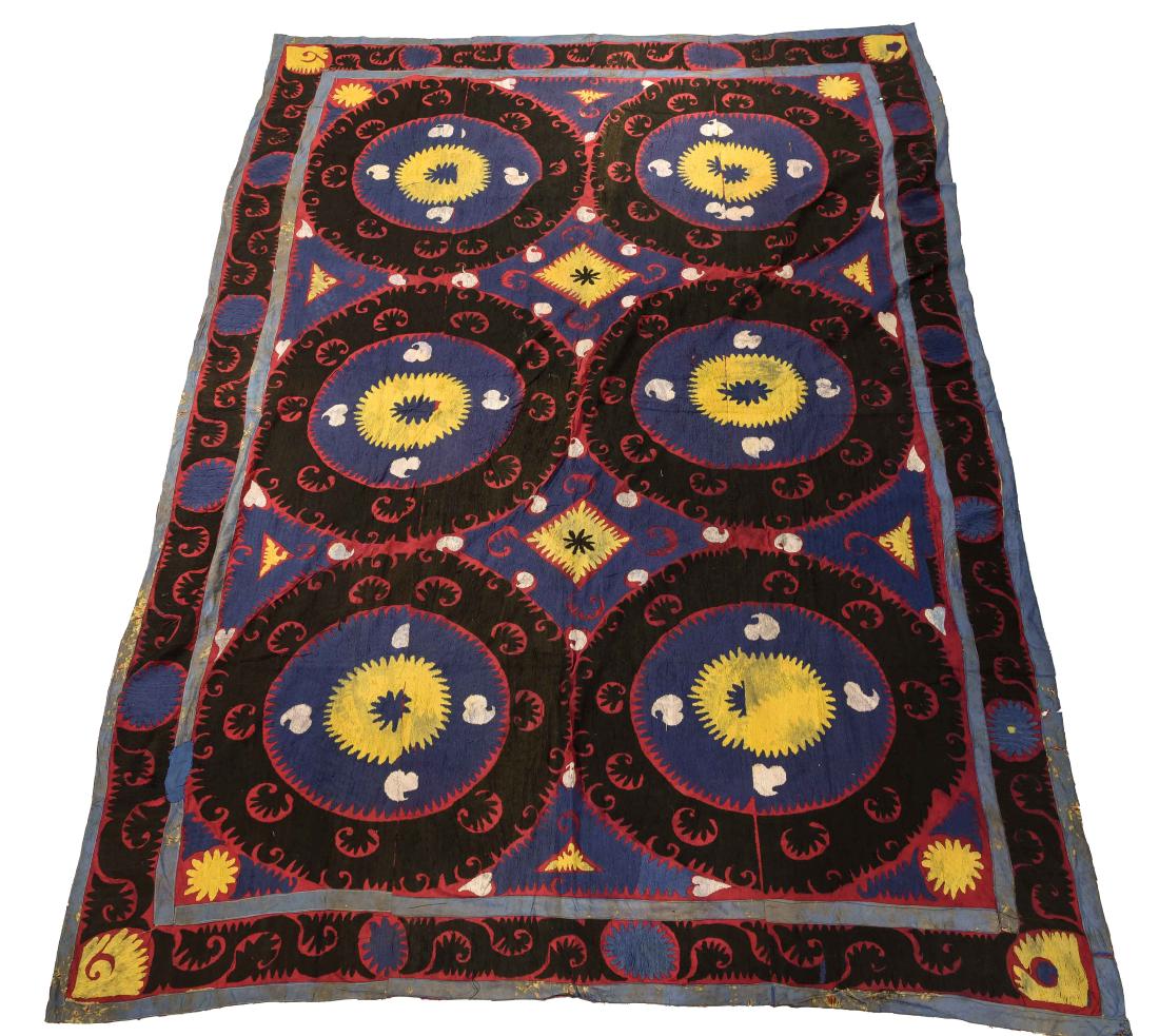 EMBROIDERED SILK SUZANI TAPESTRY (1 of 9)