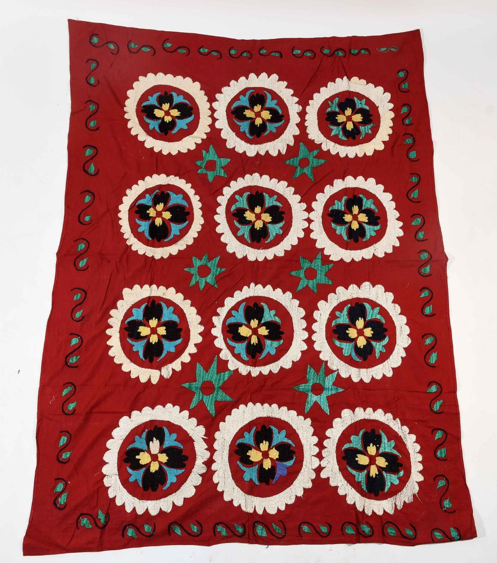 EMBROIDERED SILK SUZANI TAPESTRY (1 of 6)