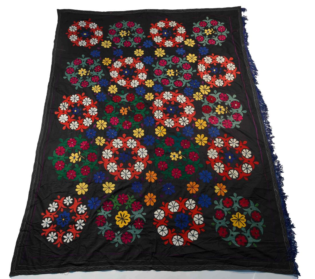 EMBROIDERED SILK SUZANI TAPESTRY (1 of 9)