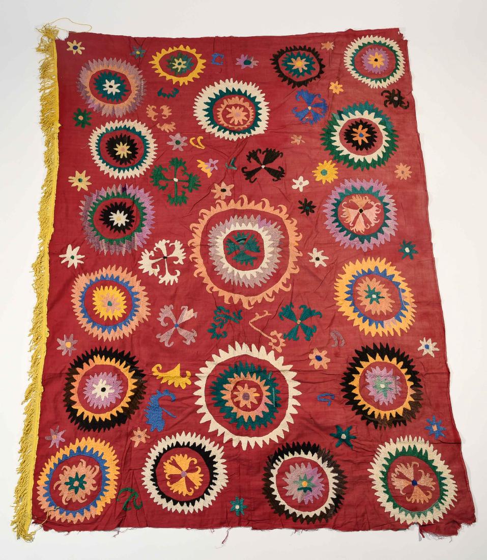 EMBROIDERED SILK SUZANI TAPESTRY (1 of 10)