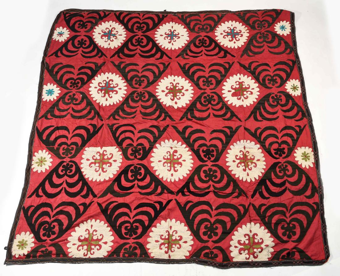 EMBROIDERED SILK SUZANI TAPESTRY (1 of 9)