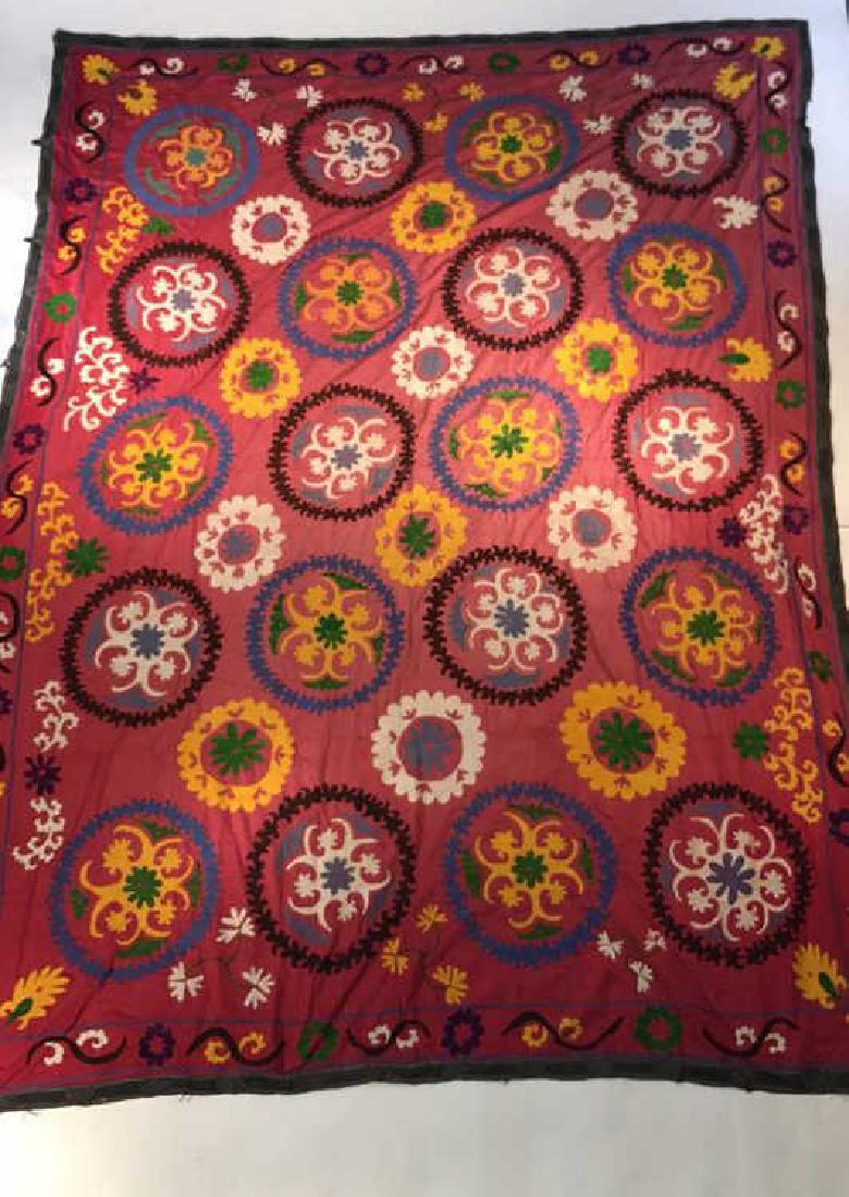 FINELY EMBROIDERED SILK SUZANI TAPESTRY (1 of 9)