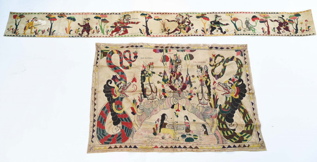 PAIR OF TEXTILE EMBROIDERIES OF WARRIORS (1 of 1)