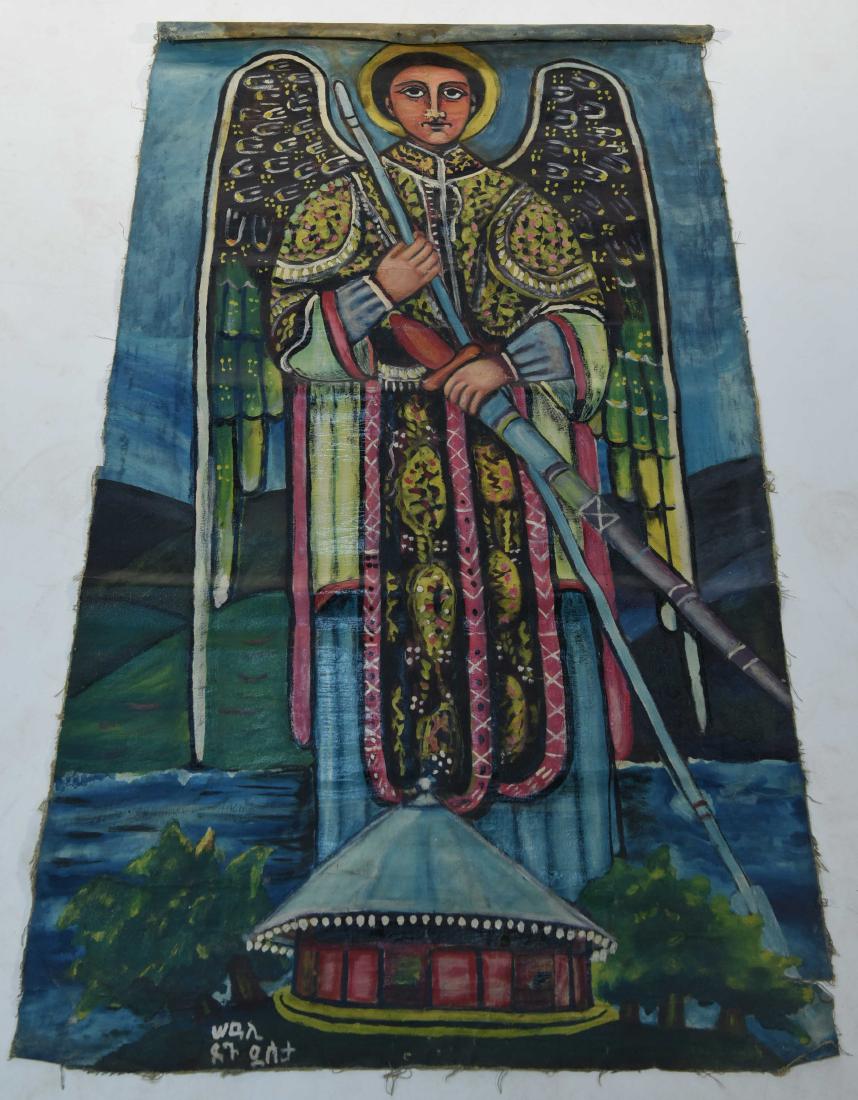 ETHIOPIAN PAINTING ON COTTON DUCK ARCH ANGEL (1 of 8)