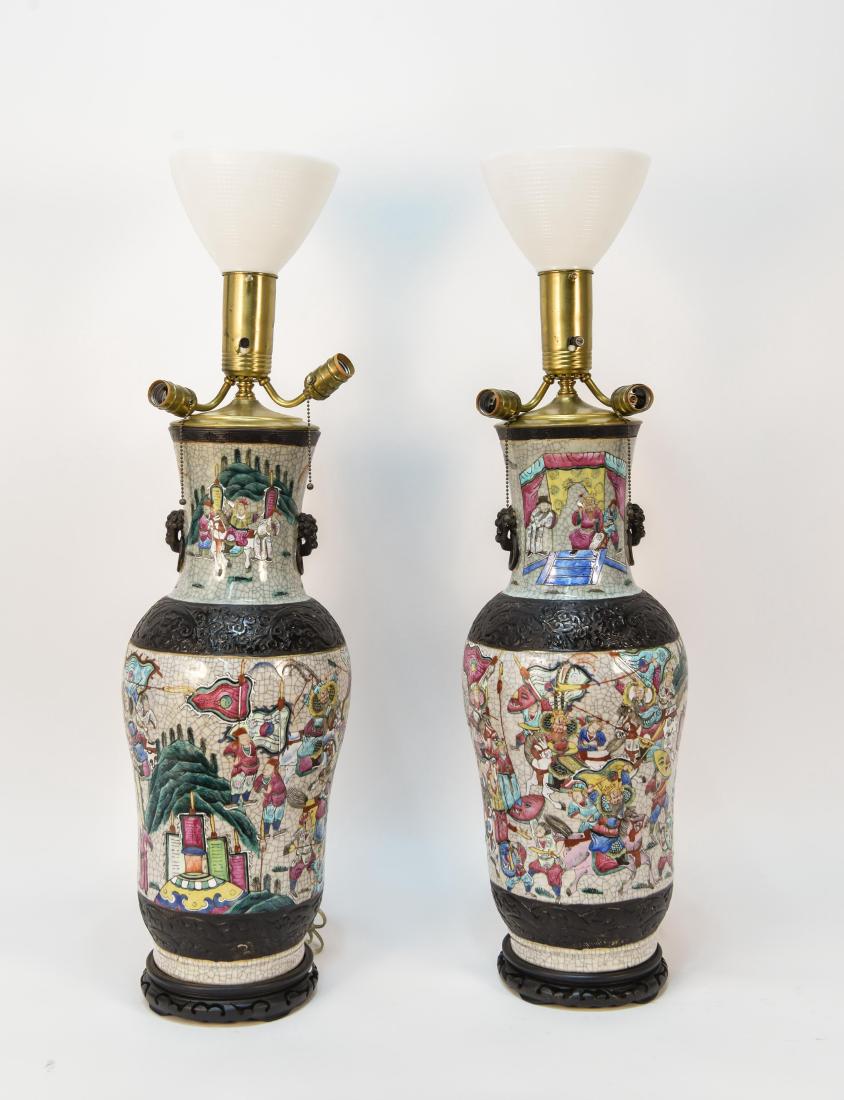 (2) JAPANESE SATSUMA CERAMIC LAMPS (1 of 12)
