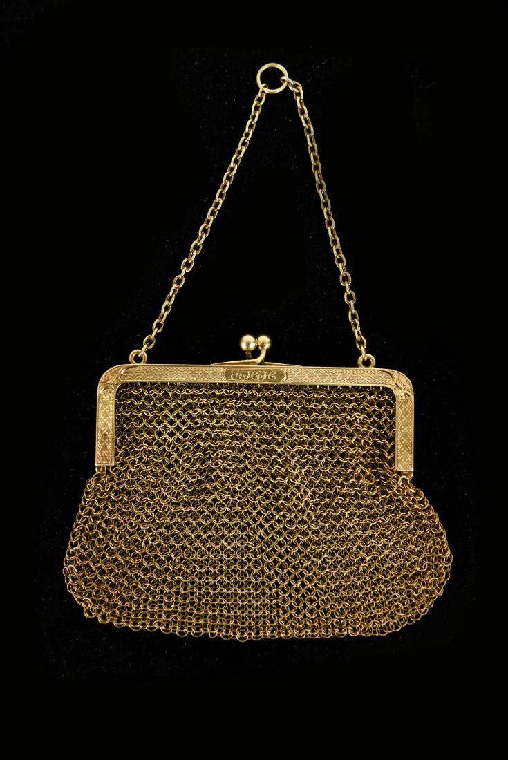 EDWARDIAN 14K GOLD EVENING MESH PURSE (1 of 5)