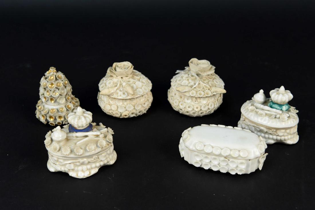 (6) VICTORIAN CHINA FAIRING TRINKET BOXES (1 of 12)
