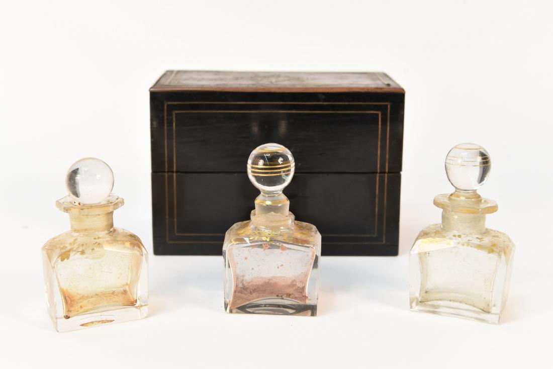VICTORIAN GLASS PERFUMES IN BOX (1 of 8)