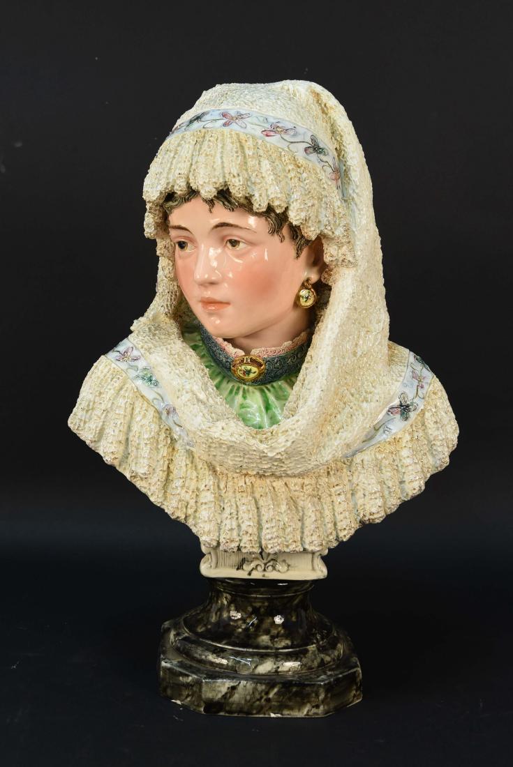 PAINTED PORCELAIN BUST OF VEILED WOMAN (1 of 10)