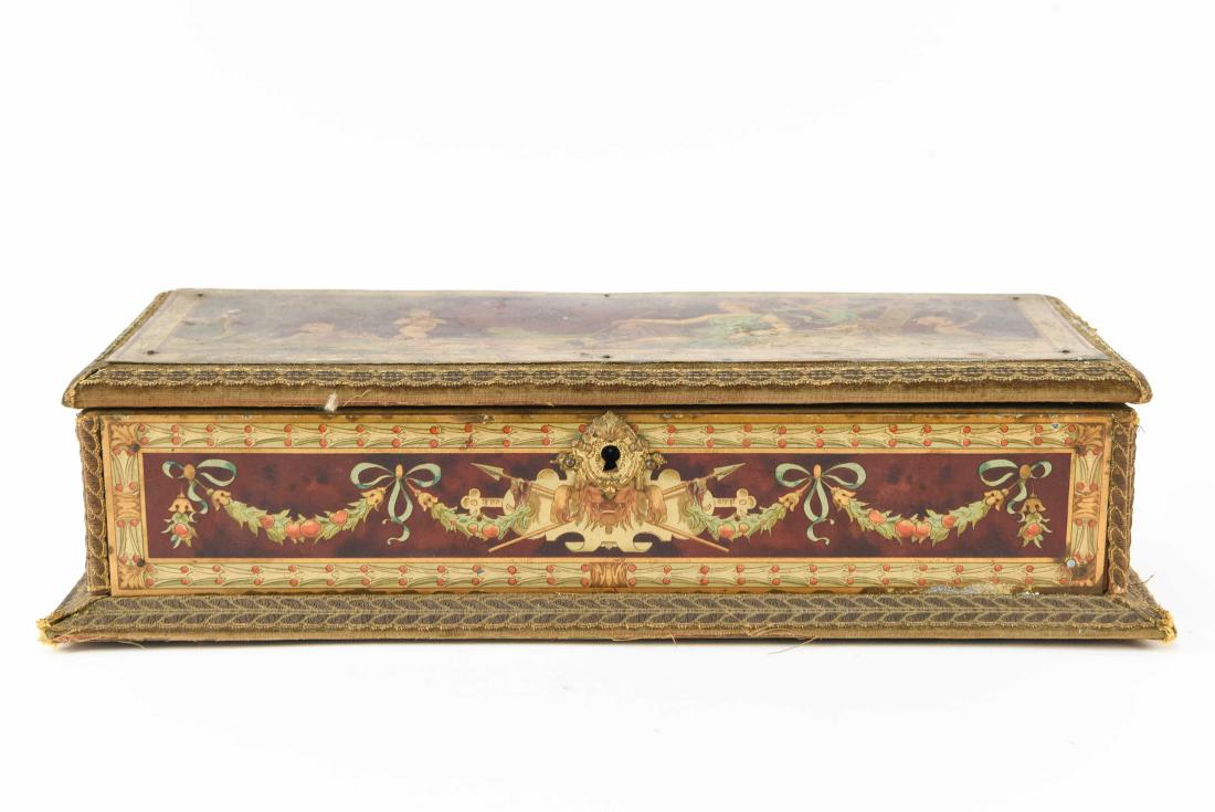 MODELE DEPOSE GLOVE BOX: Dimensions: H 3.5" x W 14.25" x D 5.75" Condition: Wear consistent with age.