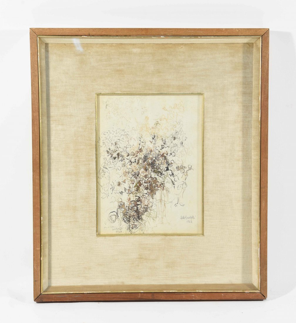 INK DRAWING CROWDS OF PEOPLE, 1964 (1 of 5)