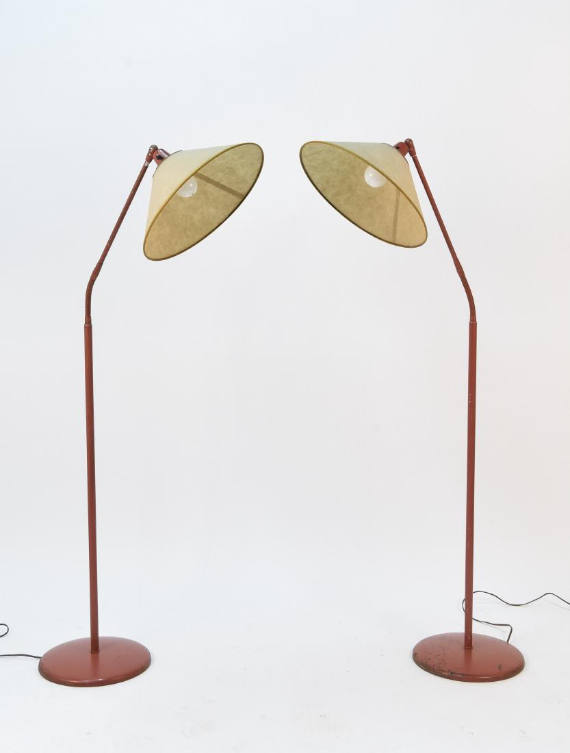 PAIR OF FLOOR LAMPS BY KURT VERSON: Dimensions: H 63.5" x W 15" x D 14" Condition: Scratches and some paint chips throughout.