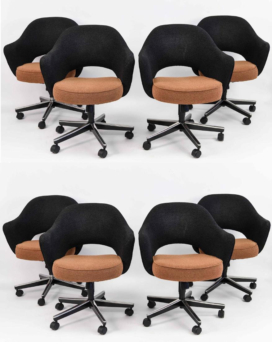 (8) SAARINEN EXECUTIVE ARMCHAIRS BLACK AND ORANGE (1 of 9)