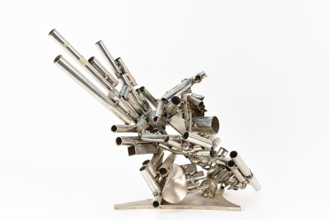 ALBERT FERAUD (FRENCH 1921-2008) SCULPTURE: Untitled. Welded metal, signed to the base A. FERAUD. Dimensions: H 18" x W 27" x D 8" Condition: Surface scratches.